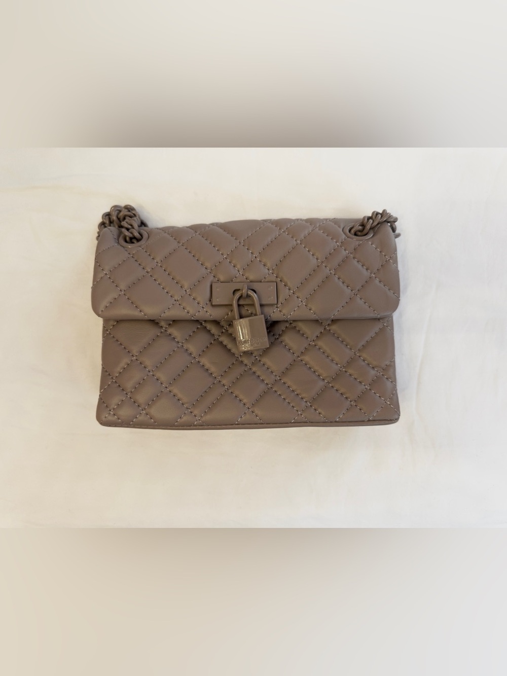 Kurt Geiger London Mini Brixton Drench Leather Shoulder Bag in Light Gray Brown! - Picture 5 of 7